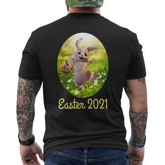 Easter Bunny Hopping With Basket 2021 Tank Top Men's Back Print T-Shirt - Monsterry