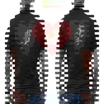 Eastern Screech-Owl Valentines Day Bird Love Fingerprint Men's Back Print T-Shirt - Monsterry