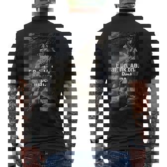 Eat Drink Alpha Repeat Men's T-shirt Back Print | Mazezy