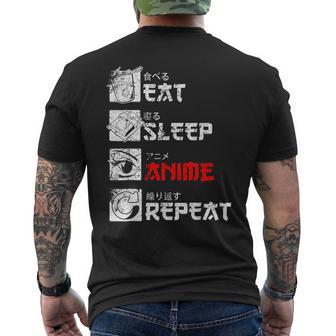 Eat Sleep Anime Repeat Manga Anime Manga Japan Outfit T-Shirt mit Rückendruck - Geschenkecke