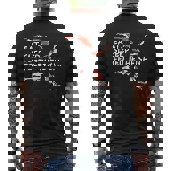Eat Sleep Feeds The Fish Koi Lover Koi Carp Koi Keeper Men's Back Print T-Shirt - Monsterry