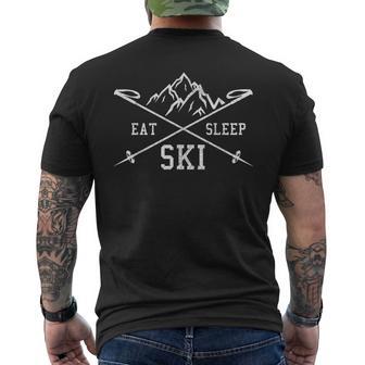 Eat Sleep Ski Repeat Skiing Holidays Skier T-Shirt mit Rückendruck - Geschenkecke