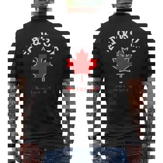 Elbow's Up Never 51 Canada Flag Stand Strong Men's T-shirt Back Print | Mazezy
