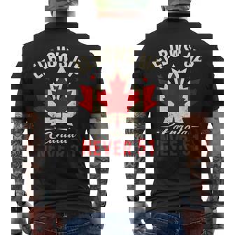 Elbows Up Canada Never 51 Canada Flag Men's T-shirt Back Print | Mazezy