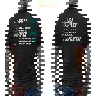 Essen Schlafen Zocken Wiederholen Gaming Zocker T-Shirt mit Rückendruck - Geschenkecke