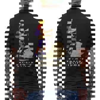 EXPLORE THE DISCOMFORT Female Hiker Nature Hiking Explore Men's Back Print T-Shirt - Monsterry