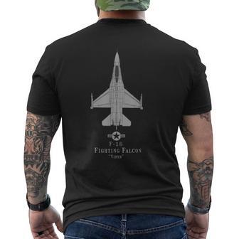 F-16 Fighting Falcon Tech Drawing Military Plane T-Shirt mit Rückendruck - Geschenkecke