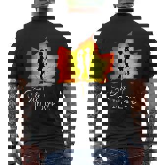 Fall Brightly Colored Leaf Romantic Silhouette Halloween Men's Back Print T-Shirt - Monsterry