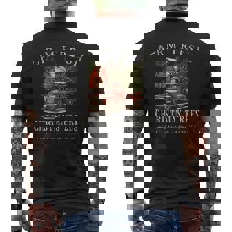 Farm Fresh Christmas Trees Rustic Farmhouse Vintage Truck Men's Back Print T-Shirt - Monsterry