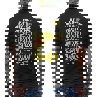 My Favorite Softball Player Calls Me Gaga Softball Gaga Men's T-shirt Back Print - Thegiftio