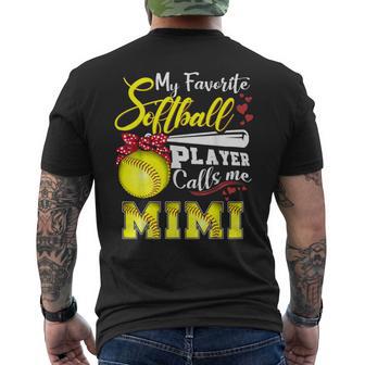 My Favorite Softball Player Calls Me Mimi Men's T-shirt Back Print - Thegiftio UK