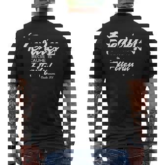 Fearless Because He Is Faithful Christian Quote Men's Back Print T-Shirt - Monsterry