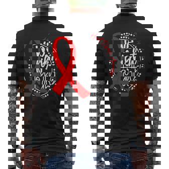 In February We Wear Red Heart Disease Awareness Ribbon Men's Back Print T-Shirt - Monsterry