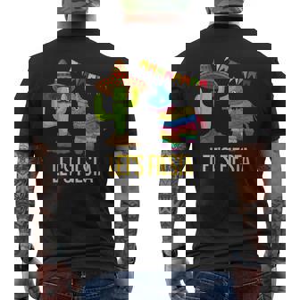 Lets Fiesta Mexican Party Pinata Cactus Cinco De Mayo Men's Back Print T-Shirt - Monsterry