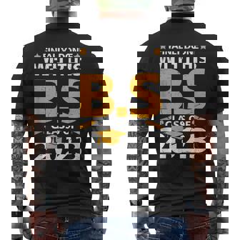 Finally Done With This BS Class Of 2023 Graduation Education Men's Back Print T-Shirt - Monsterry