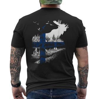 Finland Flag Elk Finland T-Shirt mit Rückendruck - Geschenkecke