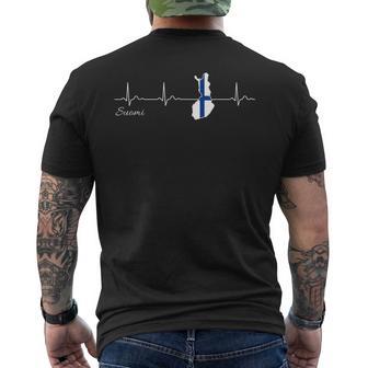 Finland Suomi Heartbeat I Love Finland Flag T-Shirt mit Rückendruck - Geschenkecke