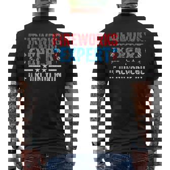Fireworks Expert If I Run You Run 4Th Of July Men Men's Back Print T-Shirt - Monsterry
