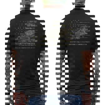 Fishing Camo American Flag Bass Fish Camouflage Men's T-shirt Back Print | Seseable CA