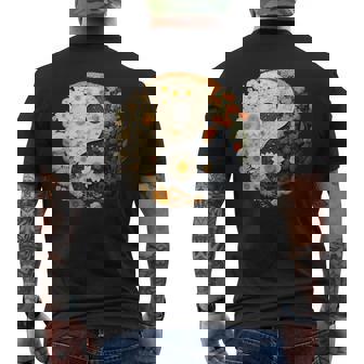 Floral Taoism Yin Yang Symbol On Flower Taijitu Yin Yang Men's Back Print T-Shirt - Monsterry