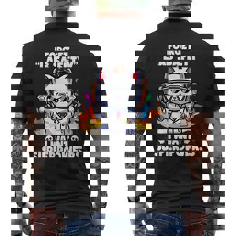 Forget Lab Safety I Want Superpowers Cat Science Jokes Men's Back Print T-Shirt - Monsterry