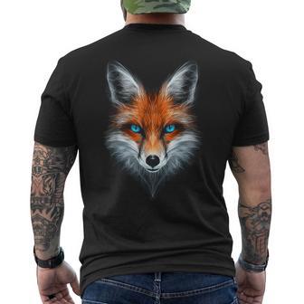 Fox Animal Blue Eyes Illustration Fox T-Shirt mit Rückendruck - Geschenkecke