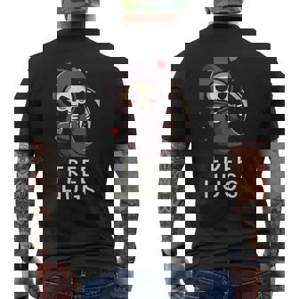 Free Hugs Halloween Grim Reaper Cute Men's Back Print T-Shirt - Monsterry