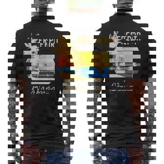 Freeport Bahamas Palm Tree Beach Retro Cool Sunset Surf Men's Back Print T-Shirt - Monsterry