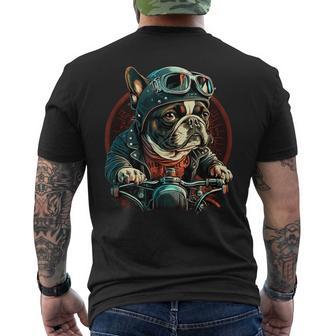 French Bulldog Cool Biker Motorcycle Riding Frenchie T-Shirt mit Rückendruck - Geschenkecke