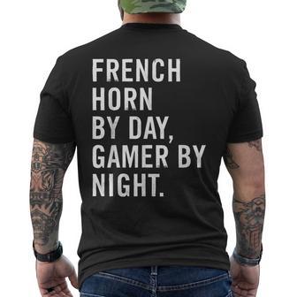 French Horn By Day Gamer By Night Men's T-shirt Back Print - Thegiftio UK
