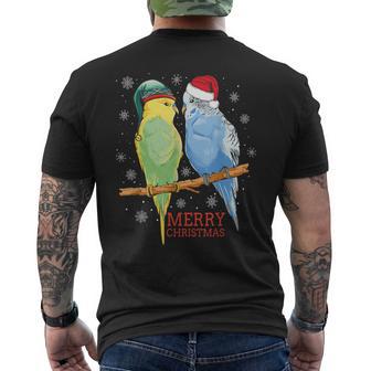 Frohe Weihnachten Budgies Birds T-Shirt mit Rückendruck - Geschenkecke