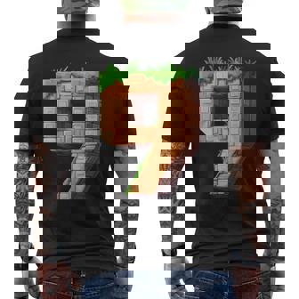 Fun 9Th Birthday Number 9 Video Gamer Pixel Themed Bday Boys Men's T-shirt Back Print - Seseable