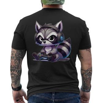 Angry Raccoon Gamerideo Games Lover T-Shirt mit Rückendruck - Geschenkecke