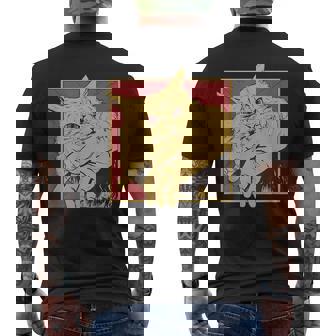 Cat Graphic Japanese Anime Cat Bite Men's T-shirt Back Print | Mazezy