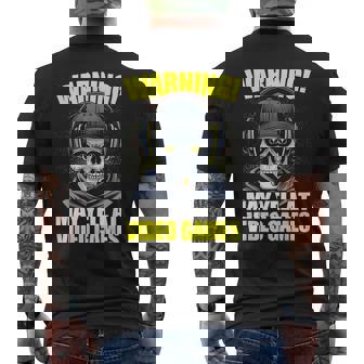 Gaming Warning May Yell At Video Games Gamer Skeleton Gaming Video Games Men's T-shirt Back Print - Seseable