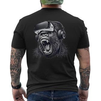 Gorilla Vr Playing Tag Boys Adult Gorilla Vr Gamer Men's T-shirt Back Print - Thegiftio UK