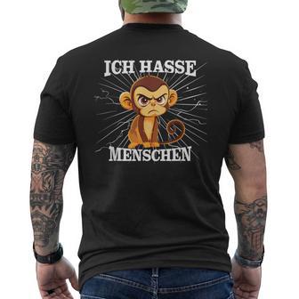 Monkey Meme Based I Hate People Saying T-Shirt mit Rückendruck - Geschenkecke