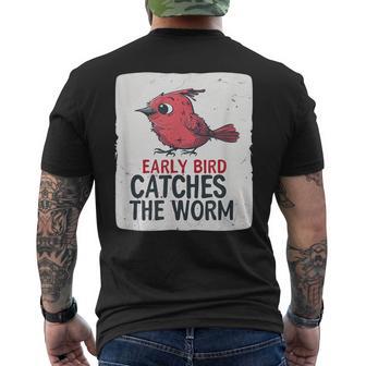 Red Early Bird Costume For Worm Idiom Speech Lovers Men's T-shirt Back Print - Thegiftio UK