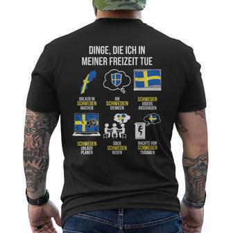 Saying Dinge Die Ich In Der Freizeit Tue Sweden T-Shirt mit Rückendruck - Geschenkecke