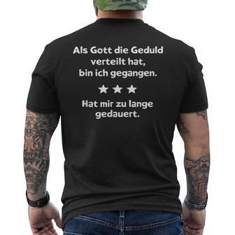 With Slogan Als Gott Die Geduldertrend T-Shirt mit Rückendruck - Geschenkecke