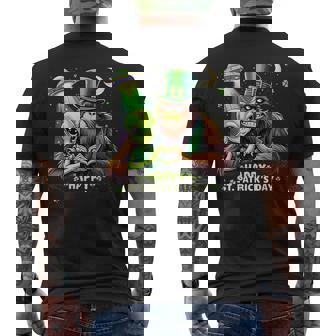 St Patrick’S Day Alien Bigfoot Ufo Sasquatch Men's T-shirt Back Print | Mazezy