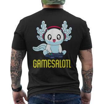 Gamesalotl Gamesolotl Gamer Gaming Axolotl Playsalotl T-Shirt mit Rückendruck - Geschenkecke