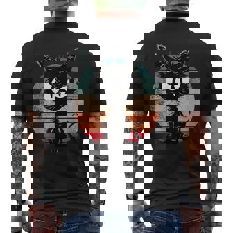 Gato Negro Gracioso Gato Macho Divertido Gato Retro Camiseta Hombre Estampado Espalda - Regaloses