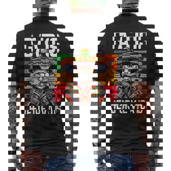 Gatos Before Vatos Cat Mexican Cat Poncho Fiesta Cinco Men's Back Print T-Shirt - Monsterry