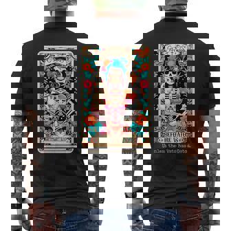 Gatos Before Vatos Tarot Card Skeleton Cat Mexican Fiesta Men's Back Print T-Shirt - Monsterry
