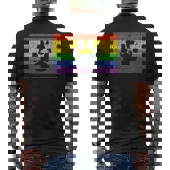 Gay Furry Pride Fandom Paw Rainbow LGBT Flag Men's Back Print T-Shirt - Monsterry