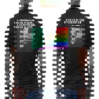 Gay Pride Mexican Flag Proud Homosexual Vintage T Shirt Men's Back Print T-Shirt - Monsterry