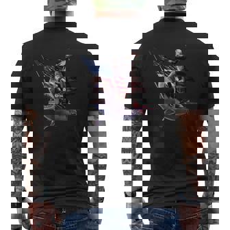 George Washington Riding Shark 4th July Patriotic Men's Back Print T-Shirt - Monsterry