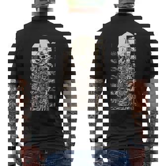 Giant Yokai Skeleton Aesthetic Edo Japan Ukiyo-E Art Men's Back Print T-Shirt - Monsterry