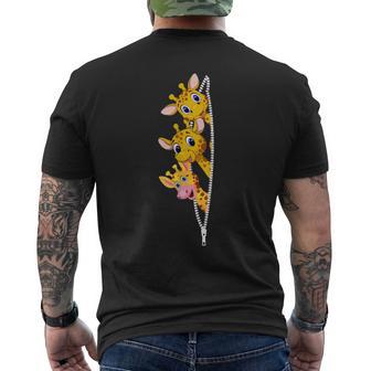 Giraffe Graphic Cute Giraffe Cool Animal Lover Men's Back Print T-Shirt - Monsterry